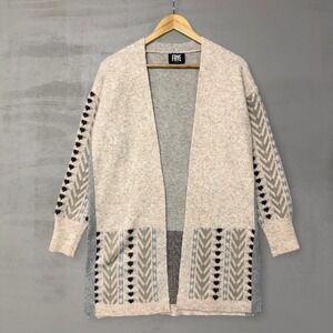 Frye Women's Printed Jacquard Aztec Cream Duster Cardigan Sweater Small